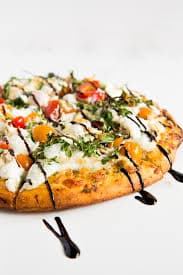 Green Spoon Vanilla Pizza (served with Chocolate Ice Cream)